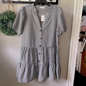 Vestique Black Checkered Dress